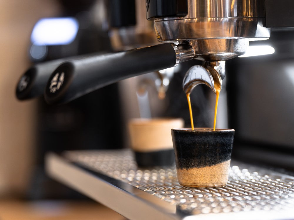 Mobile version of: close up of a San Remo speciality coffee espresso machine at Glen Lyon Coffee's roastery cafe