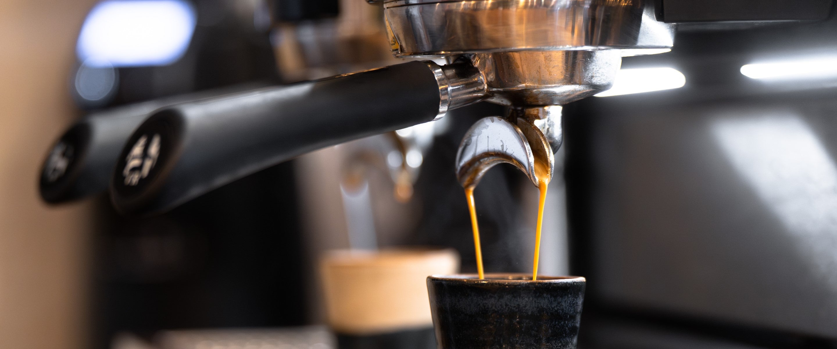 Close up of a San Remo speciality coffee espresso machine at Glen Lyon Coffee's roastery cafe